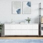 vidaXL Aparadores 3 uds madera contrachapada blanco brillo vidaXL Aparadores 3 uds madera contrachapada blanco brillo