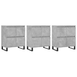 vidaXL Aparadores 3 uds madera contrachapada gris hormigón