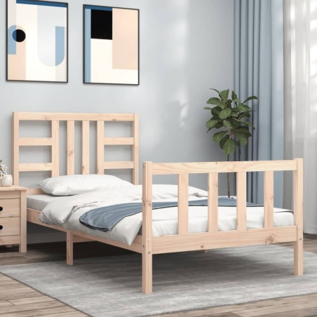 vidaXL Estructura de cama con cabecero madera maciza 100x200 cm