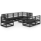 vidaXL Juego de muebles de jardín 9 piezas negro madera maciza de pino