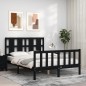 vidaXL Estructura cama de matrimonio con cabecero madera maciza negra