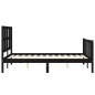 vidaXL Estructura cama de matrimonio con cabecero madera maciza negra