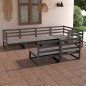 vidaXL Muebles de jardín 7 piezas gris madera de pino maciza