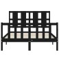 vidaXL Estructura de cama con cabecero madera maciza negro 120x200 cm