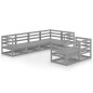vidaXL Muebles de jardín 7 piezas gris madera de pino maciza