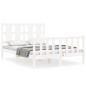 vidaXL Estructura de cama con cabecero madera maciza blanco 140x200 cm vidaXL Estructura de cama con cabecero madera maciza blanco 140x200 cm