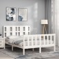 vidaXL Estructura de cama con cabecero madera maciza blanco 140x200 cm vidaXL Estructura de cama con cabecero madera maciza blanco 140x200 cm