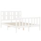 vidaXL Estructura de cama con cabecero madera maciza blanco 140x200 cm vidaXL Estructura de cama con cabecero madera maciza blanco 140x200 cm