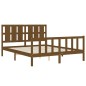 vidaXL Estructura de cama matrimonio con cabecero madera marrón miel