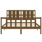 vidaXL Estructura de cama matrimonio con cabecero madera marrón miel