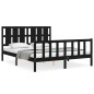 vidaXL Estructura de cama con cabecero madera maciza negro 160x200 cm vidaXL Estructura de cama con cabecero madera maciza negro 160x200 cm