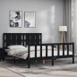 vidaXL Estructura de cama con cabecero madera maciza negro 160x200 cm vidaXL Estructura de cama con cabecero madera maciza negro 160x200 cm