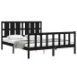 vidaXL Estructura de cama con cabecero madera maciza negro 160x200 cm vidaXL Estructura de cama con cabecero madera maciza negro 160x200 cm
