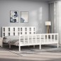 vidaXL Estructura de cama con cabecero madera maciza blanco 180x200 cm vidaXL Estructura de cama con cabecero madera maciza blanco 180x200 cm