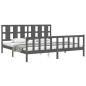 vidaXL Estructura de cama con cabecero madera maciza gris 200x200 cm vidaXL Estructura de cama con cabecero madera maciza gris 200x200 cm