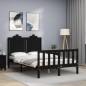 vidaXL Estructura cama de matrimonio con cabecero madera maciza negra vidaXL Estructura cama de matrimonio con cabecero madera maciza negra