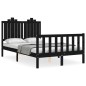 vidaXL Estructura cama de matrimonio con cabecero madera maciza negra vidaXL Estructura cama de matrimonio con cabecero madera maciza negra