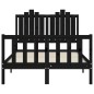vidaXL Estructura cama de matrimonio con cabecero madera maciza negra vidaXL Estructura cama de matrimonio con cabecero madera maciza negra