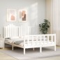 vidaXL Estructura cama de matrimonio con cabecero madera maciza blanco