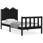 vidaXL Estructura de cama con cabecero madera maciza negro 90x200 cm vidaXL Estructura de cama con cabecero madera maciza negro 90x200 cm