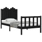vidaXL Estructura de cama con cabecero madera maciza negro 90x200 cm vidaXL Estructura de cama con cabecero madera maciza negro 90x200 cm