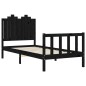 vidaXL Estructura de cama con cabecero madera maciza negro 90x200 cm vidaXL Estructura de cama con cabecero madera maciza negro 90x200 cm