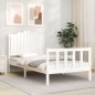 vidaXL Estructura de cama con cabecero madera maciza blanco 100x200 cm vidaXL Estructura de cama con cabecero madera maciza blanco 100x200 cm