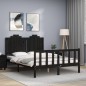 vidaXL Estructura de cama con cabecero madera maciza negro 140x200 cm vidaXL Estructura de cama con cabecero madera maciza negro 140x200 cm