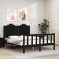 vidaXL Estructura de cama con cabecero madera maciza negro 140x200 cm vidaXL Estructura de cama con cabecero madera maciza negro 140x200 cm