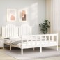 vidaXL Estructura de cama matrimonio con cabecero madera maciza blanco vidaXL Estructura de cama matrimonio con cabecero madera maciza blanco