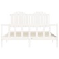 vidaXL Estructura de cama matrimonio con cabecero madera maciza blanco vidaXL Estructura de cama matrimonio con cabecero madera maciza blanco