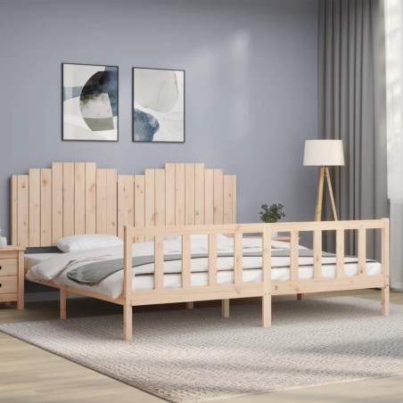 vidaXL Estructura de cama con cabecero madera maciza 200x200 cm