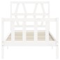 vidaXL Estructura de cama individual con cabecero madera maciza blanco