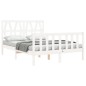 vidaXL Estructura cama de matrimonio con cabecero madera maciza blanco vidaXL Estructura cama de matrimonio con cabecero madera maciza blanco