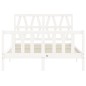 vidaXL Estructura cama de matrimonio con cabecero madera maciza blanco vidaXL Estructura cama de matrimonio con cabecero madera maciza blanco