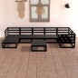 vidaXL Juego de muebles de jardín 8 pzas y cojines negro madera pino vidaXL Juego de muebles de jardín 8 pzas y cojines negro madera pino