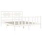 vidaXL Estructura de cama matrimonio con cabecero madera maciza blanco vidaXL Estructura de cama matrimonio con cabecero madera maciza blanco