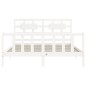 vidaXL Estructura de cama matrimonio con cabecero madera maciza blanco vidaXL Estructura de cama matrimonio con cabecero madera maciza blanco
