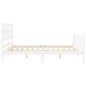 vidaXL Estructura de cama matrimonio con cabecero madera maciza blanco vidaXL Estructura de cama matrimonio con cabecero madera maciza blanco