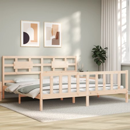 vidaXL Estructura de cama con cabecero madera maciza 200x200 cm