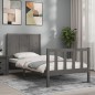 vidaXL Estructura de cama con cabecero madera maciza gris