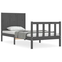 vidaXL Estructura de cama con cabecero madera maciza gris