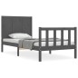 vidaXL Estructura de cama con cabecero madera maciza gris