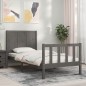 vidaXL Estructura de cama con cabecero madera maciza gris