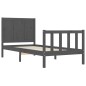 vidaXL Estructura de cama con cabecero madera maciza gris