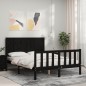 vidaXL Estructura cama de matrimonio con cabecero madera maciza negra vidaXL Estructura cama de matrimonio con cabecero madera maciza negra