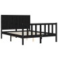 vidaXL Estructura cama de matrimonio con cabecero madera maciza negra vidaXL Estructura cama de matrimonio con cabecero madera maciza negra