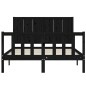 vidaXL Estructura cama de matrimonio con cabecero madera maciza negra vidaXL Estructura cama de matrimonio con cabecero madera maciza negra