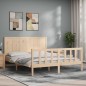 vidaXL Estructura de cama de matrimonio con cabecero madera maciza
