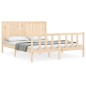 vidaXL Estructura de cama de matrimonio con cabecero madera maciza